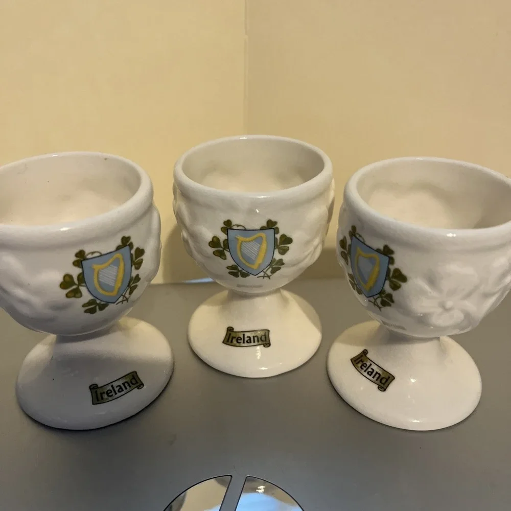 CARRIGALINE POTTERY vintage porcelain egg cup Carrigcraft Set Of 3